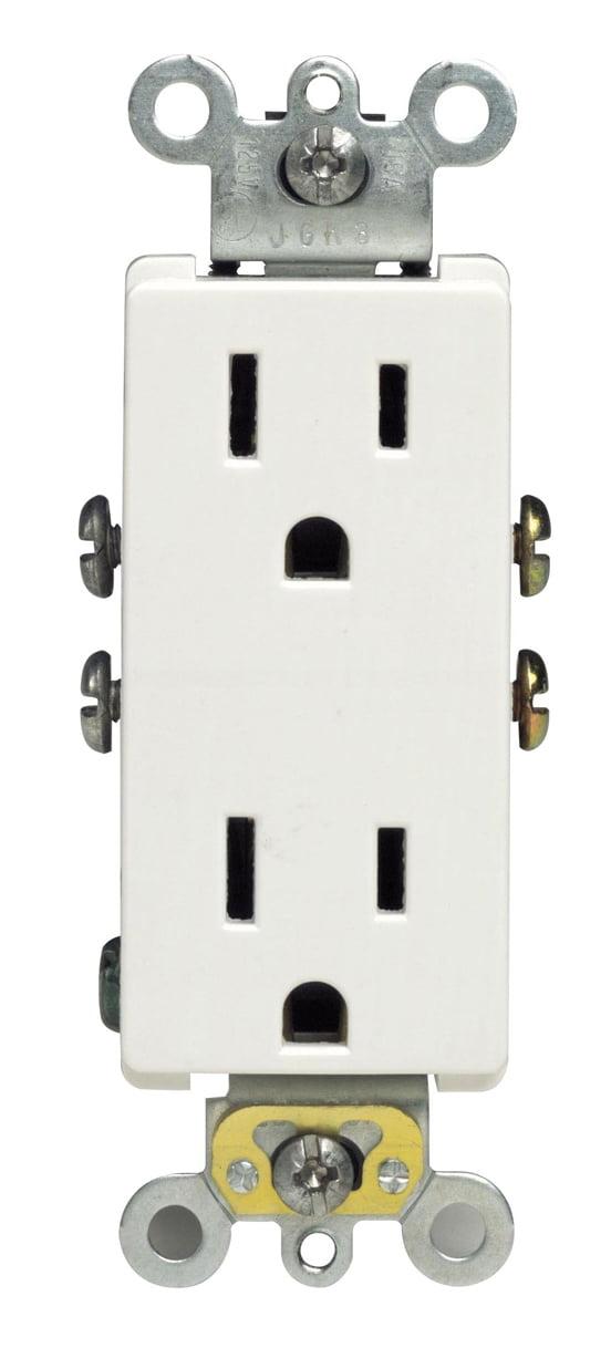 White Thermoplastic Duplex Wall Outlet with Wall Plate