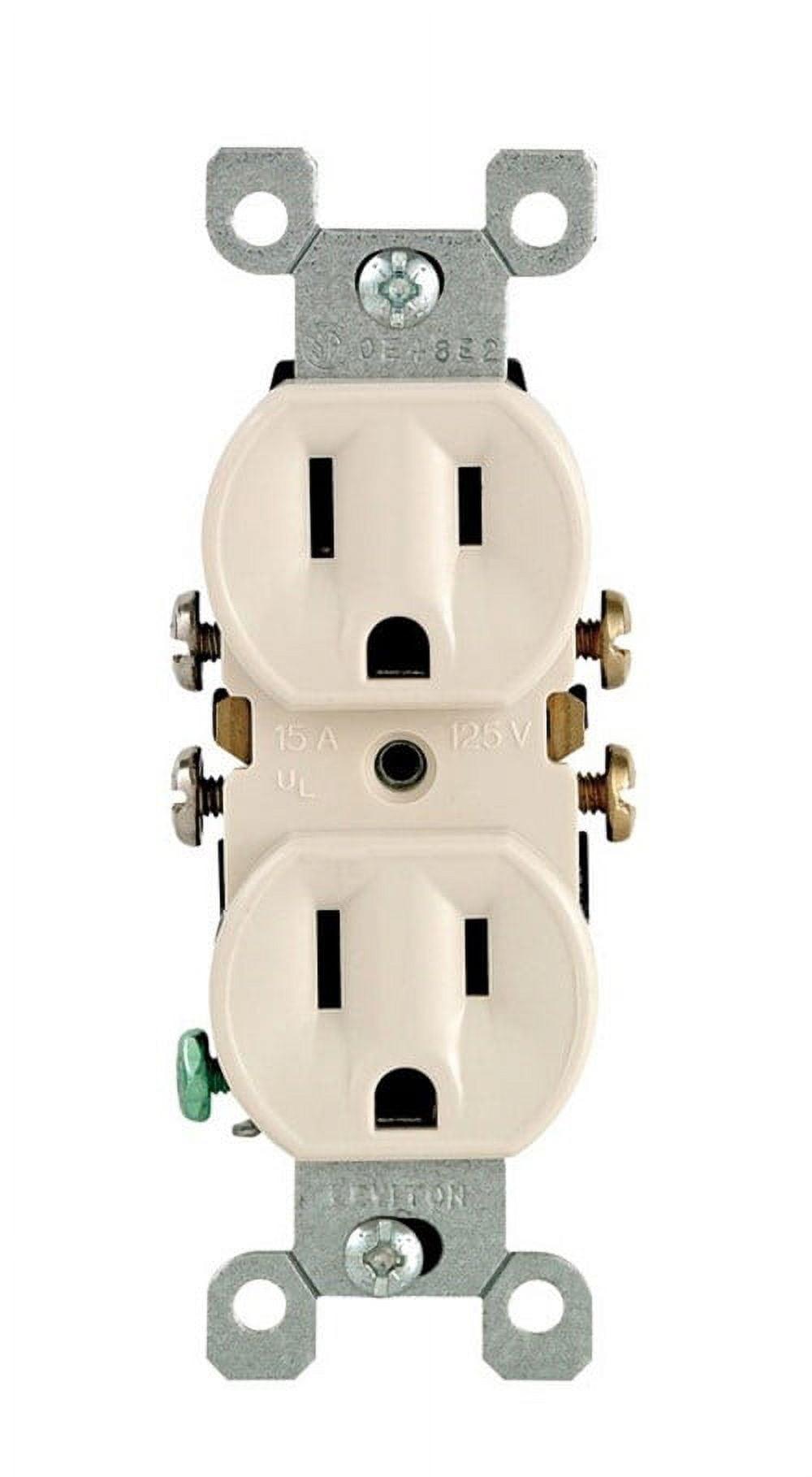 Light Almond Thermoplastic Duplex Receptacle with Wall Plate, 10-Pack