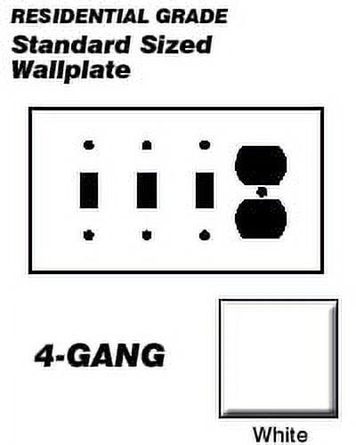 Leviton P38-W Wallplate 4-Gang 3-Toggle 1-Duplex Standard Size Plastic - White