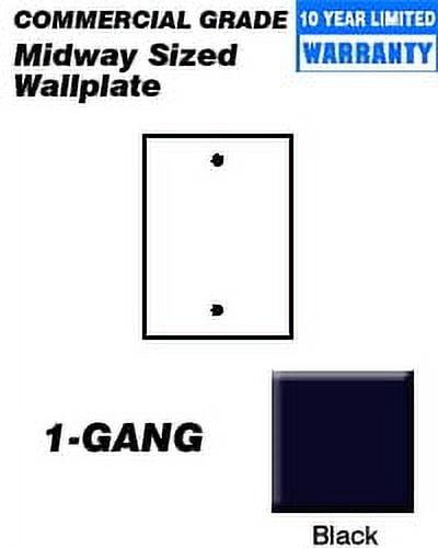 Black Midway Size 1-Gang Blank Nylon Wallplate