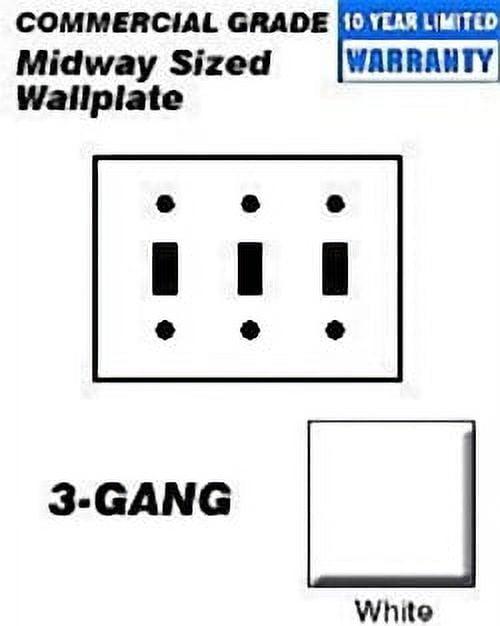 White Plastic 3-Gang Midway Toggle Wall Plate