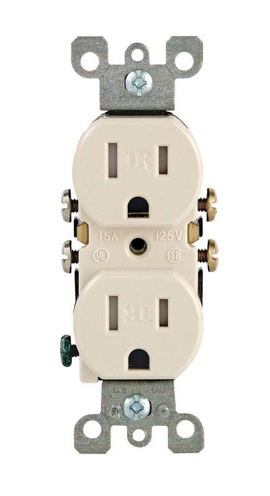 Light Almond Tamper Resistant Duplex Receptacle with Wall Plate, 10 Pack