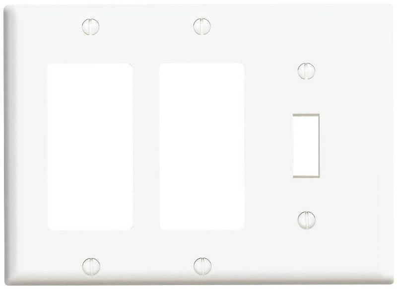 Leviton White 80431-00W 3-gang Thermoset Plastic Decorator/Toggle Wall Plate 1 pk