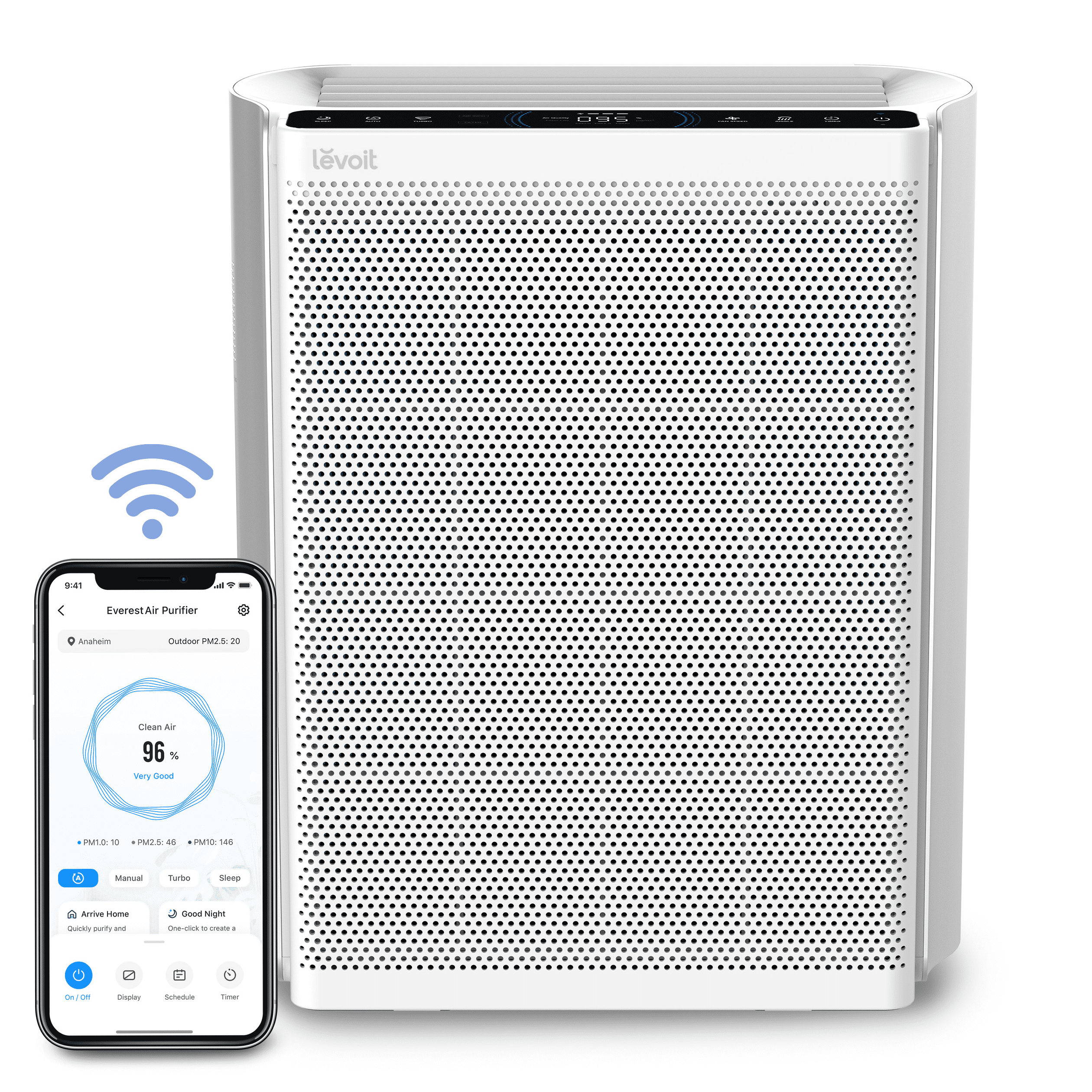 Levoit Everest Air Smart Air Purifier: Energy Star Certified, 10 Settings, Carbon Filter, 1200-1500 sq. ft. Coverage