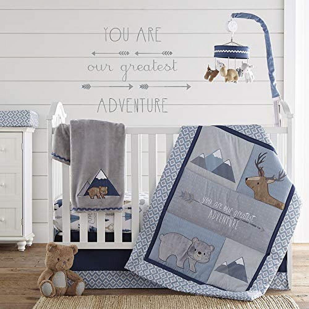 Levtex Baby 4 Piece Nursery Bedding Sets Crib Bed with Quilt Cover and Fitted Sheet and Wall Decal and Dust Ruffle