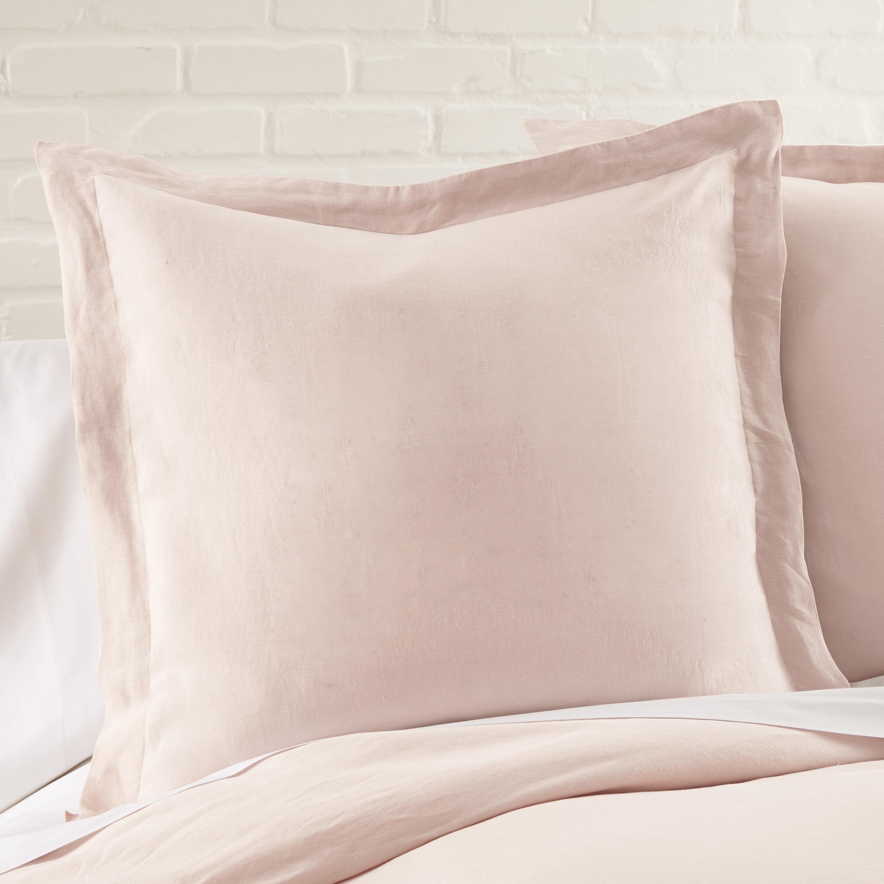 Blush Pink Linen Euro Sham Pillow Cover