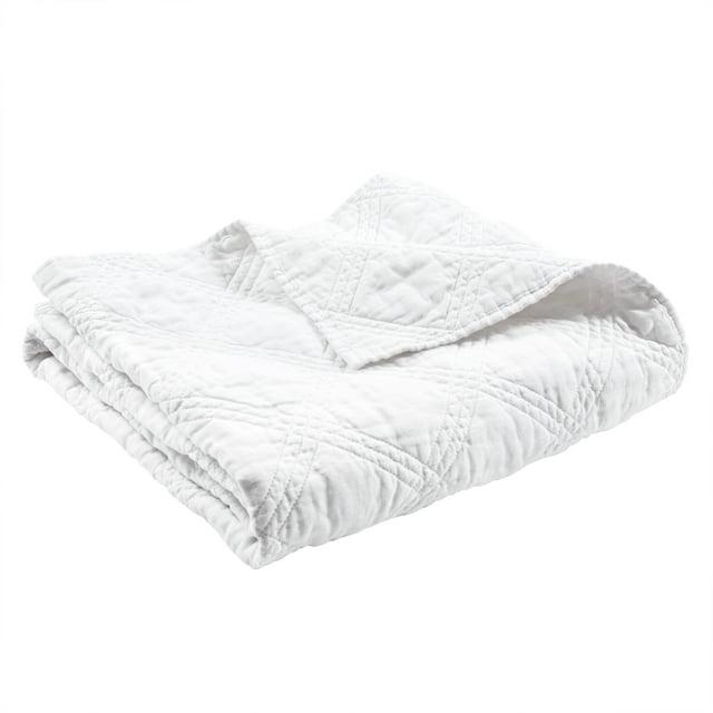 Levtex home Washed Linen White Quilted Throw