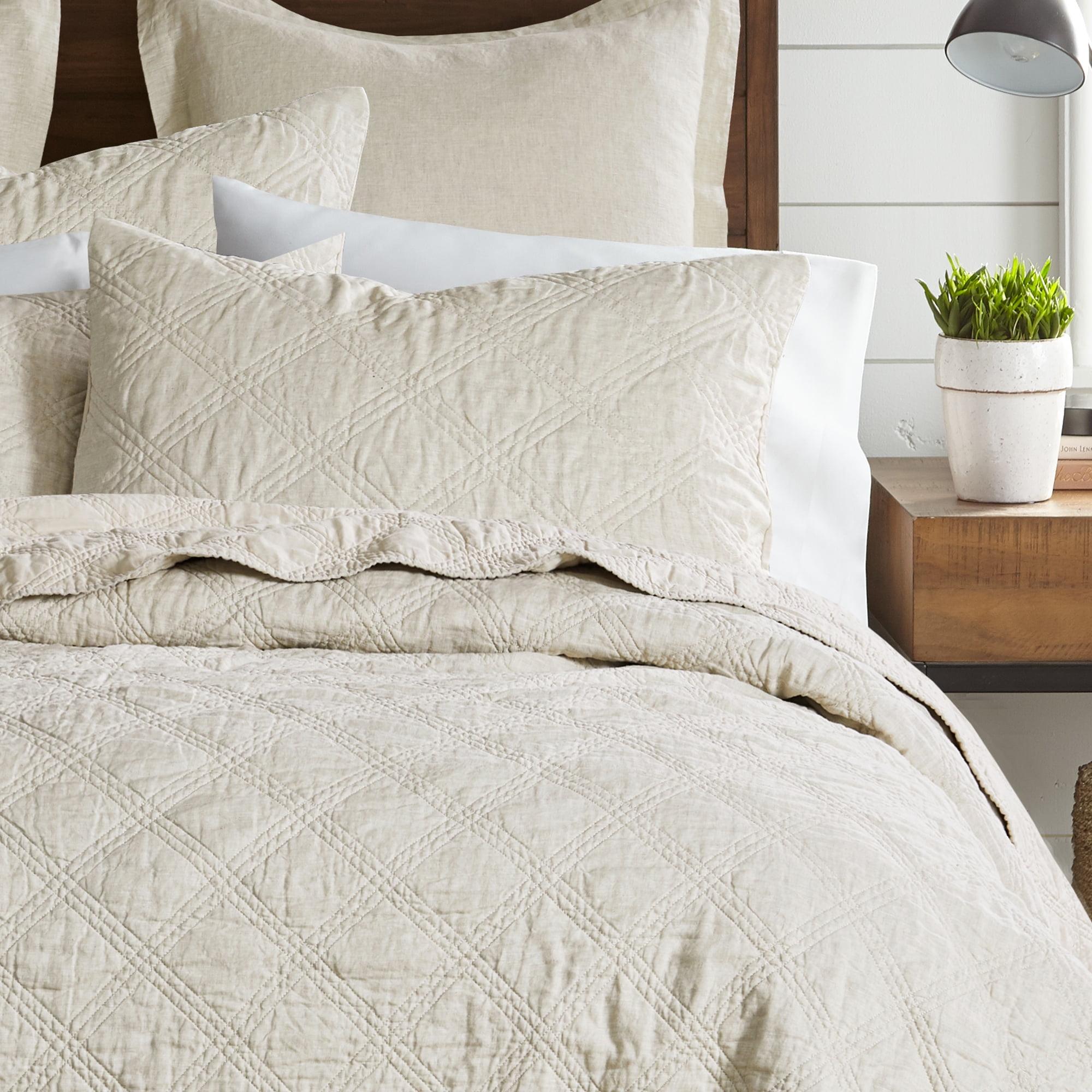 Linen Front/Cotton Back Standard Quilted Sham - Natural - Levtex Home