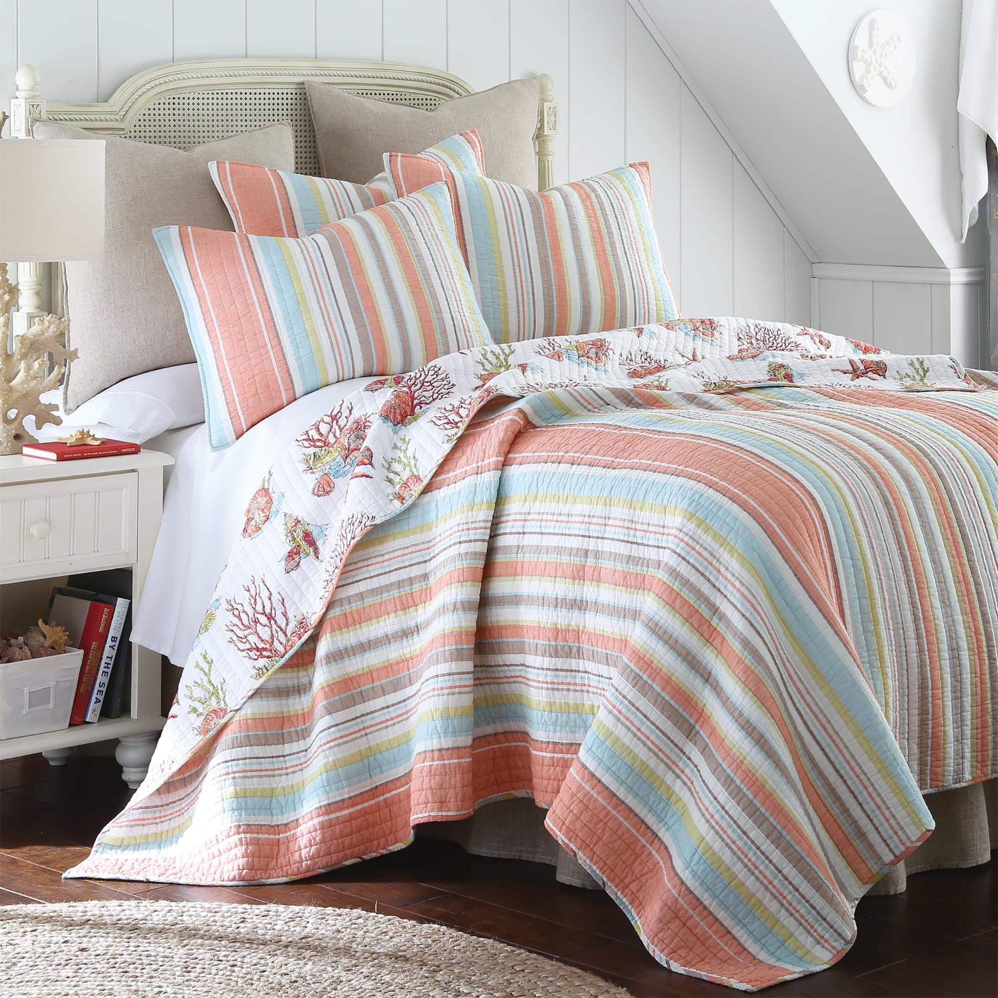 Brighton Coral Quilt Set - One Twin/Twin XL Quilt and One Standard Sham - Levtex Home