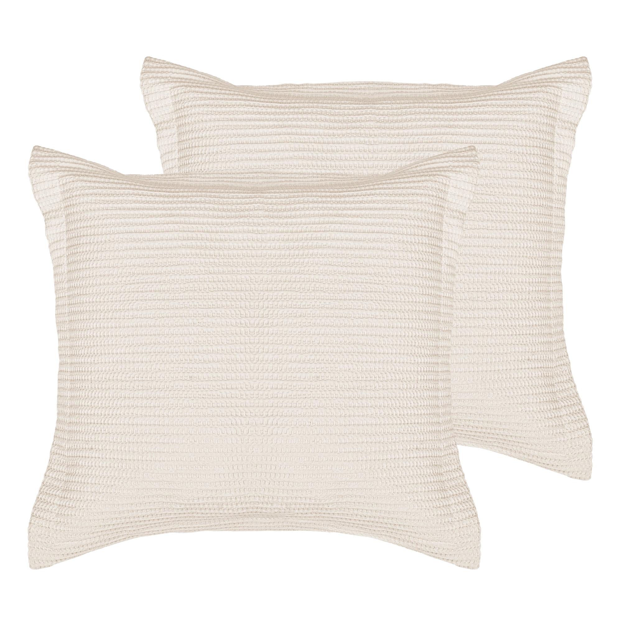 Cream Cotton Waffle Weave Euro Sham Set of 2