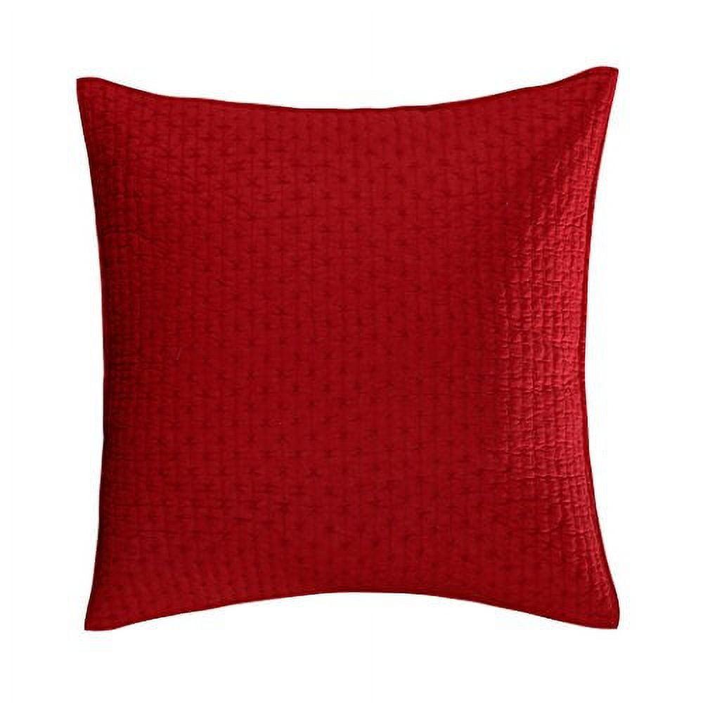 Red Cross Stitch Cotton Euro Sham Set of 2