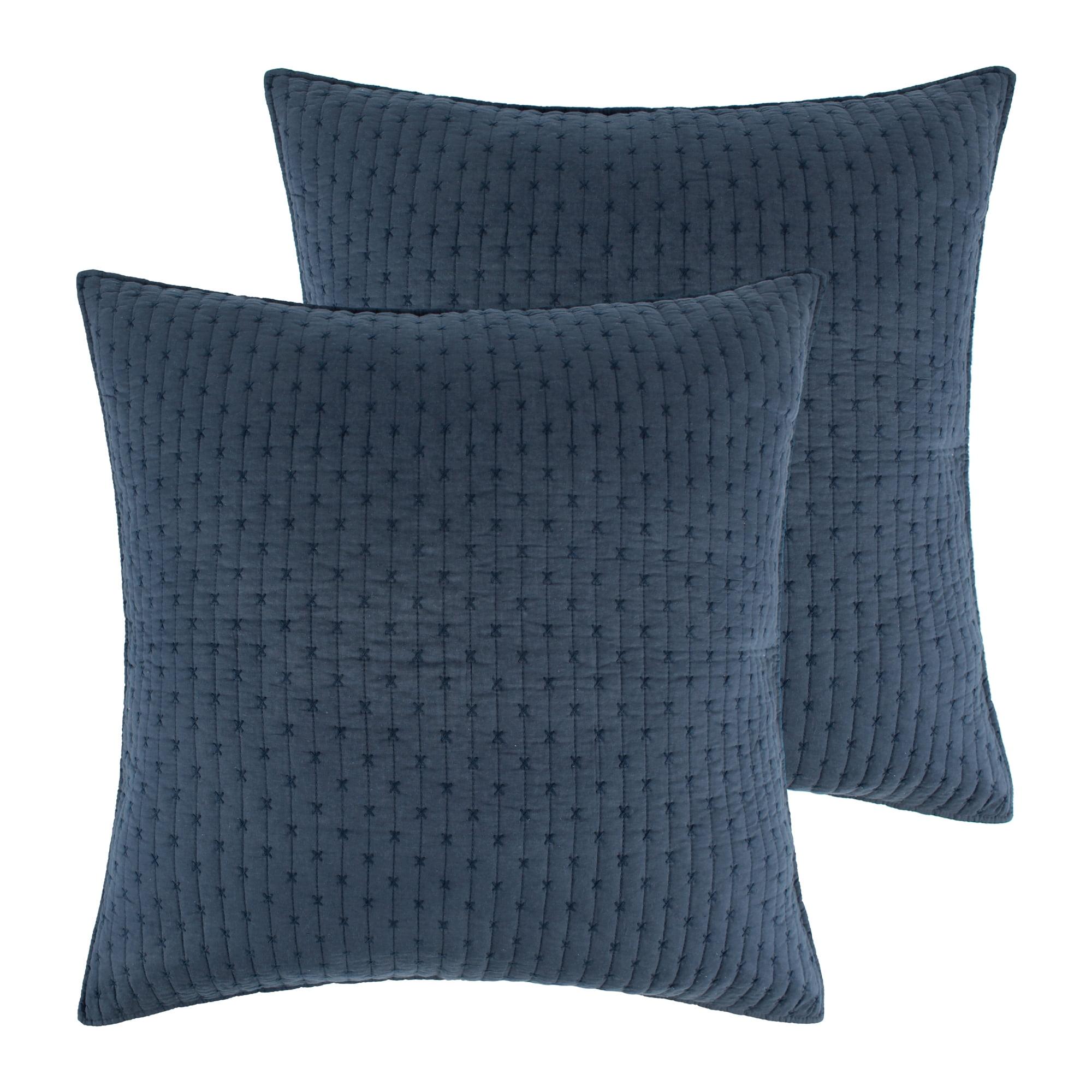 Cross Stitch Navy Euro Sham Set of 2