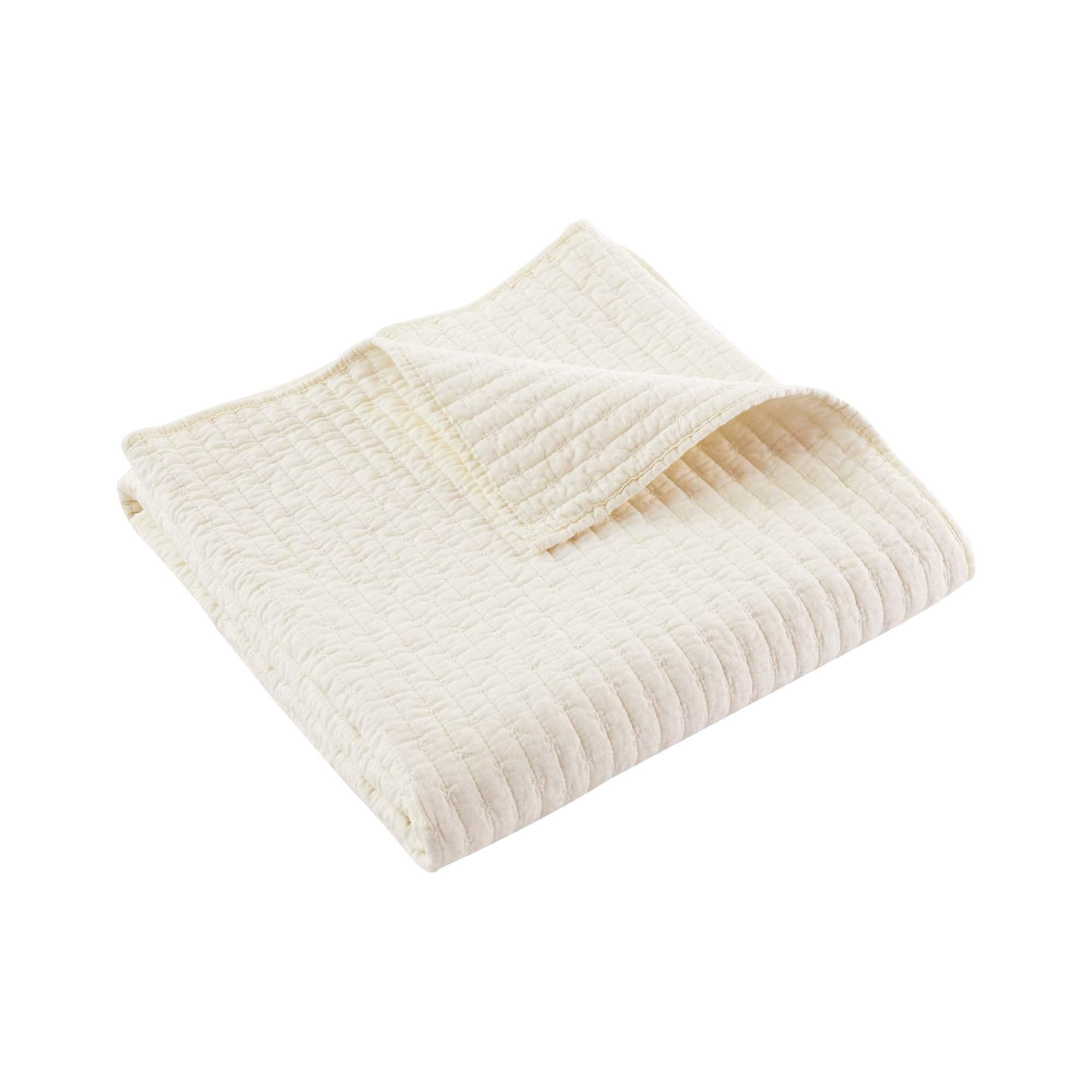 Cross Stitch Cream Throw - One Quilted Throw - Levtex Home