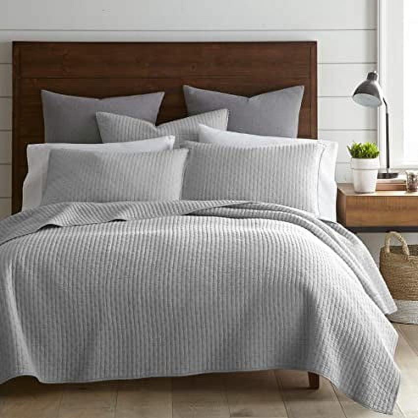 Gray Solid Quilt and Sham Set (Queen) 3pc - The Industrial Shop