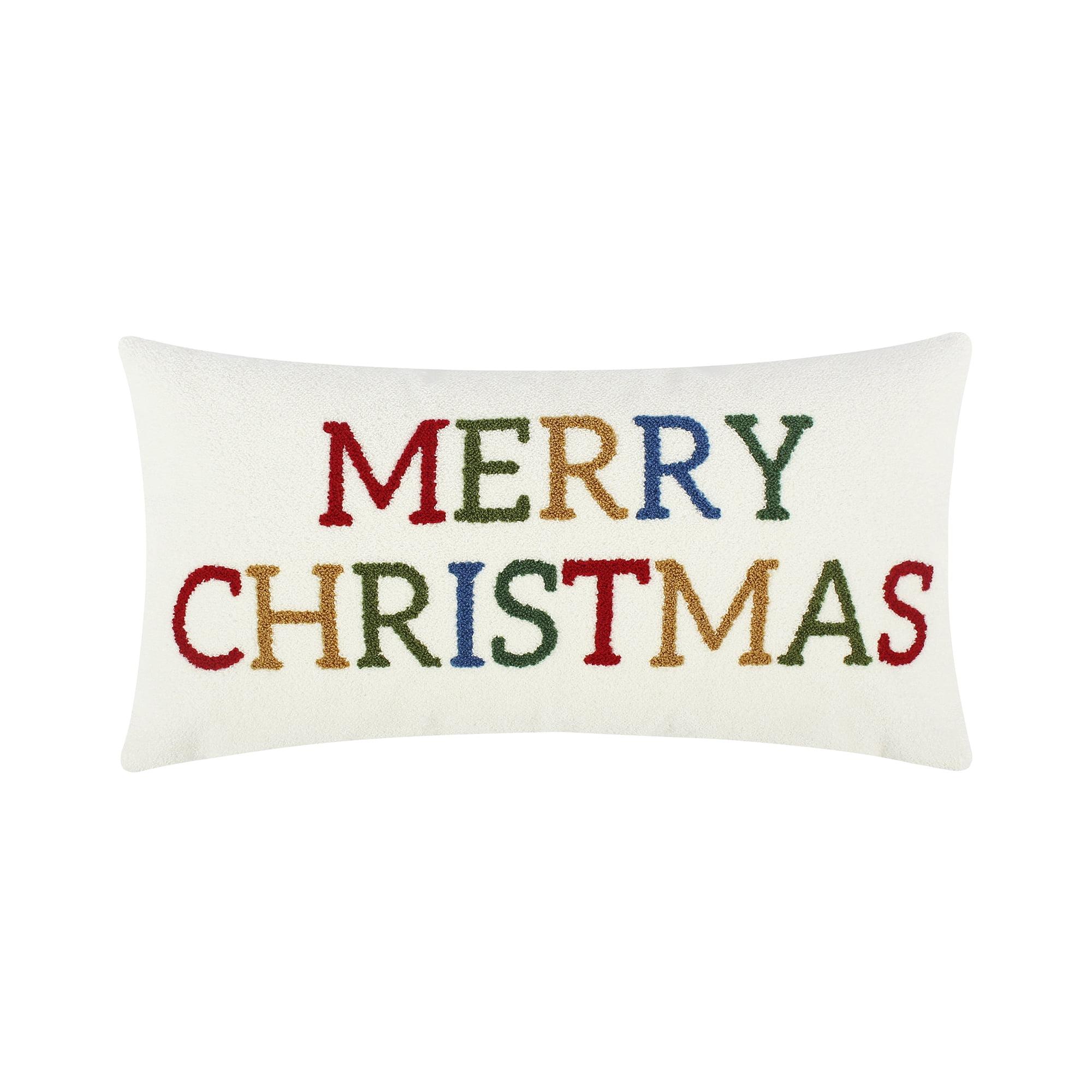 Festive Multicolor Merry Christmas Rectangular Pillow 12x24