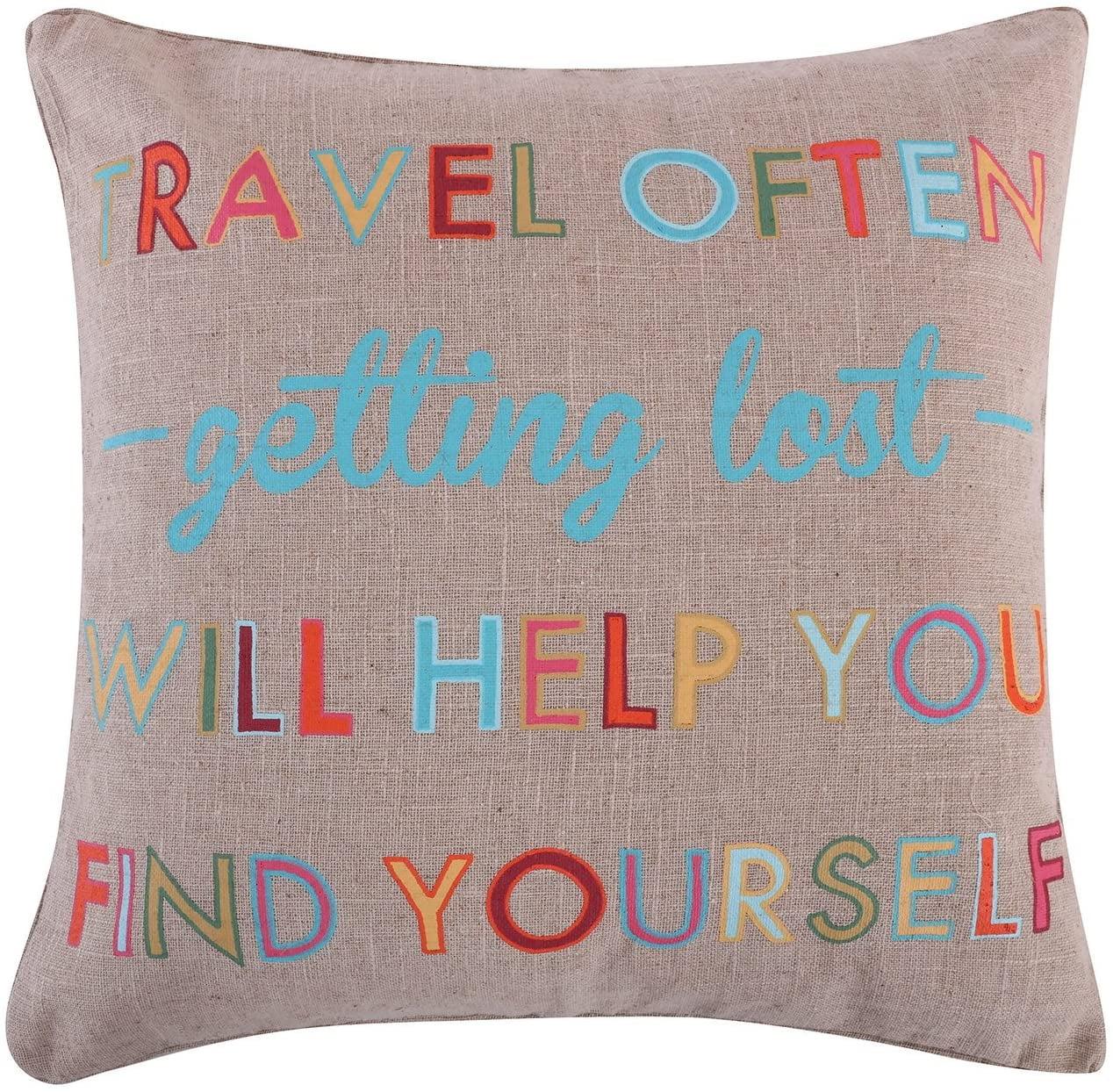 Mayla Travel Often Burlap Pillow