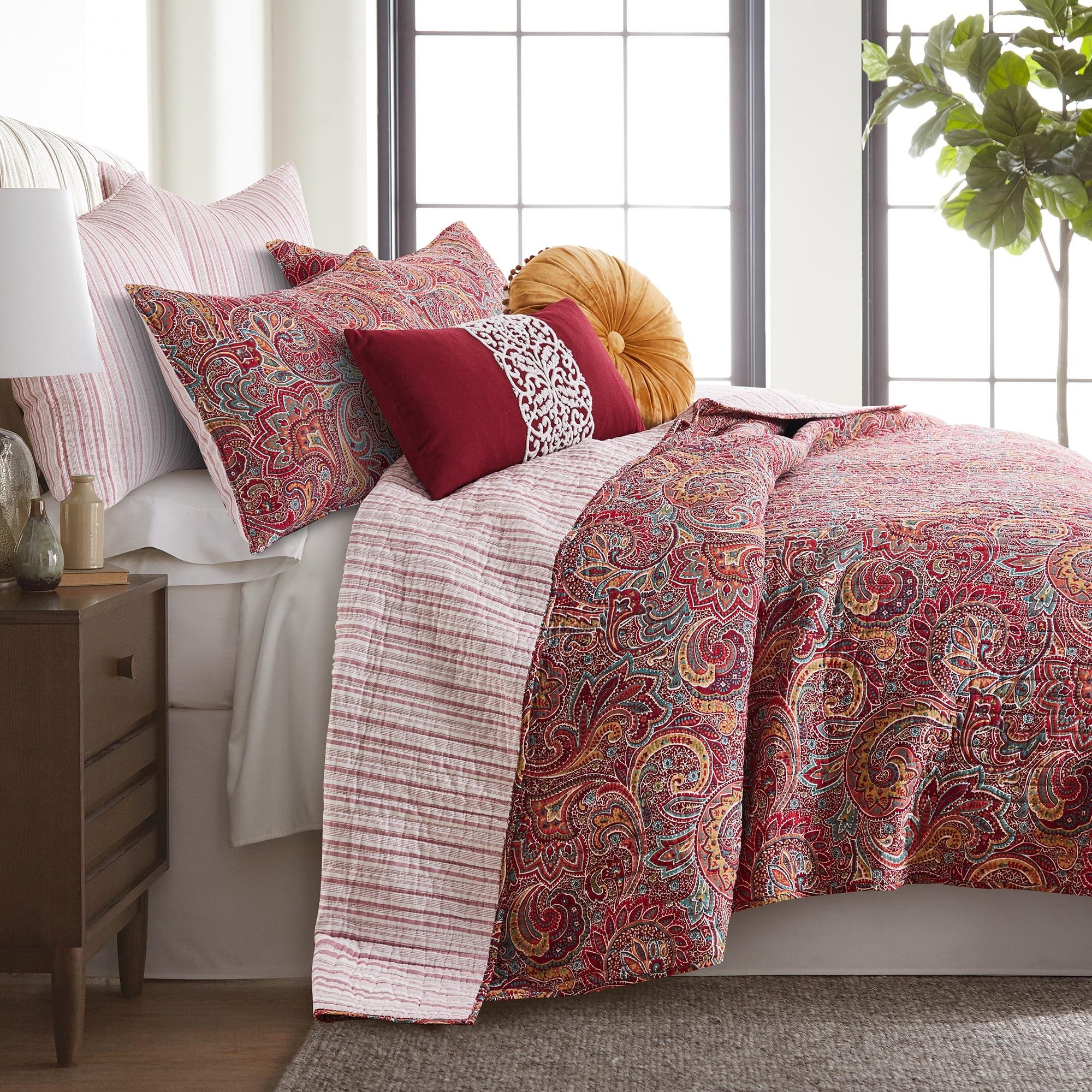 Kimpton Red and Burgundy Cotton Twin Quilt Set