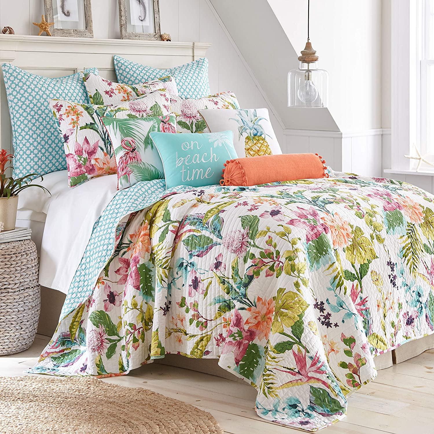 Malana Tropical Multicolor Cotton Reversible Full/Queen Quilt Set