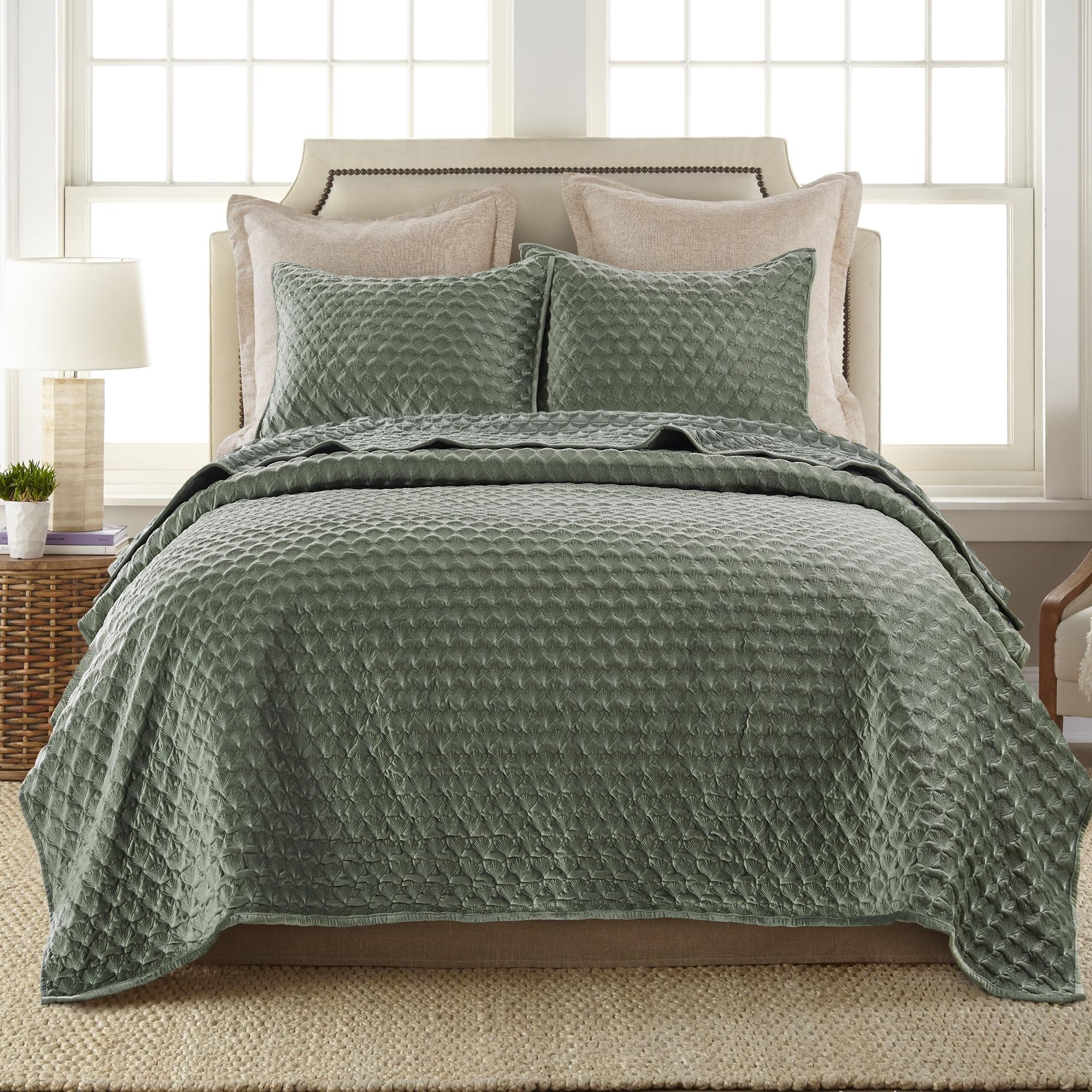 Merano Velvet Full/Queen Quilt Green - Levtex Home