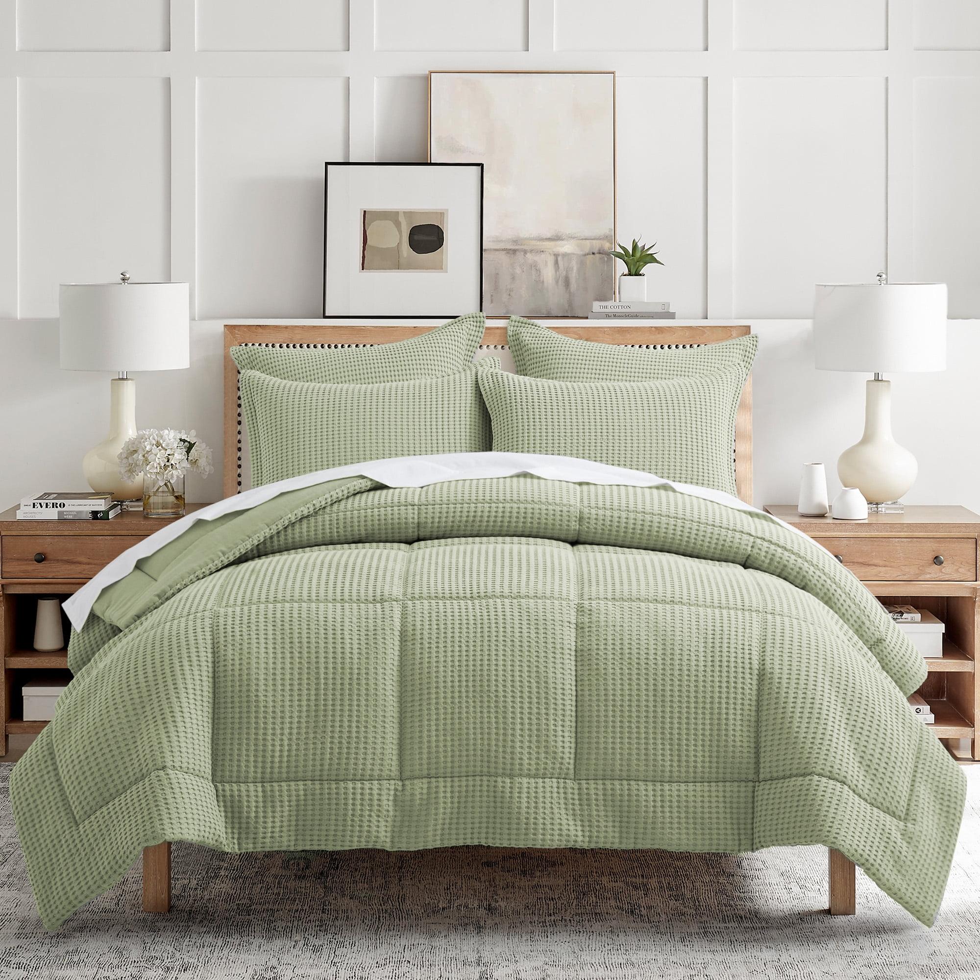 - Mills Waffle - Full/Queen Quilt Set - Desert Sage Cotton Waffle - Quilt Size (88 x 92in.), Sham Size (26 x 20in.)