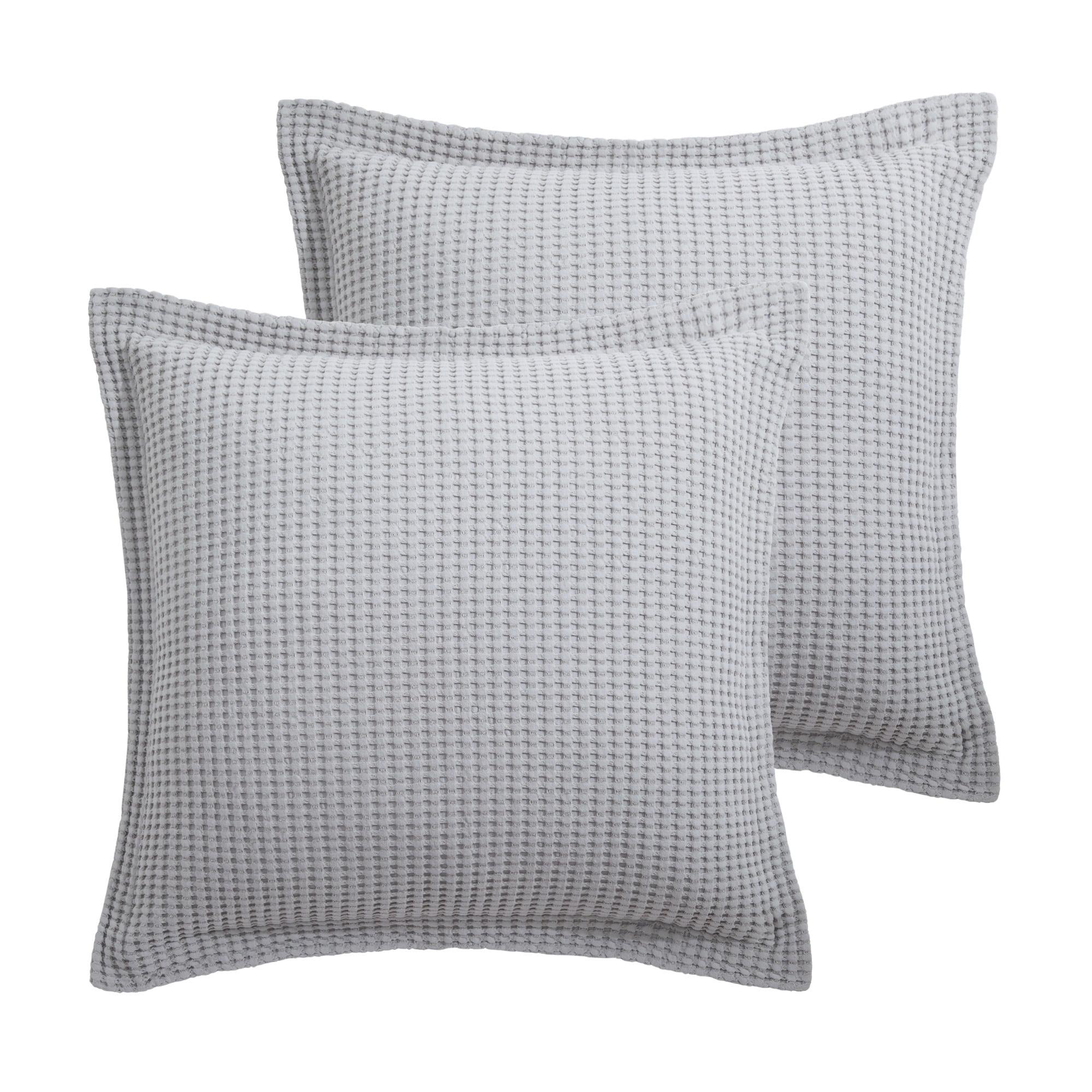 Gray Waffle Weave Cotton Euro Sham Set of 2