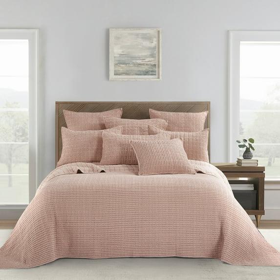 Mills Waffle Blush Bedspread Set - Queen Bedspread and Two Standard Pillow Shams - Levtex Home