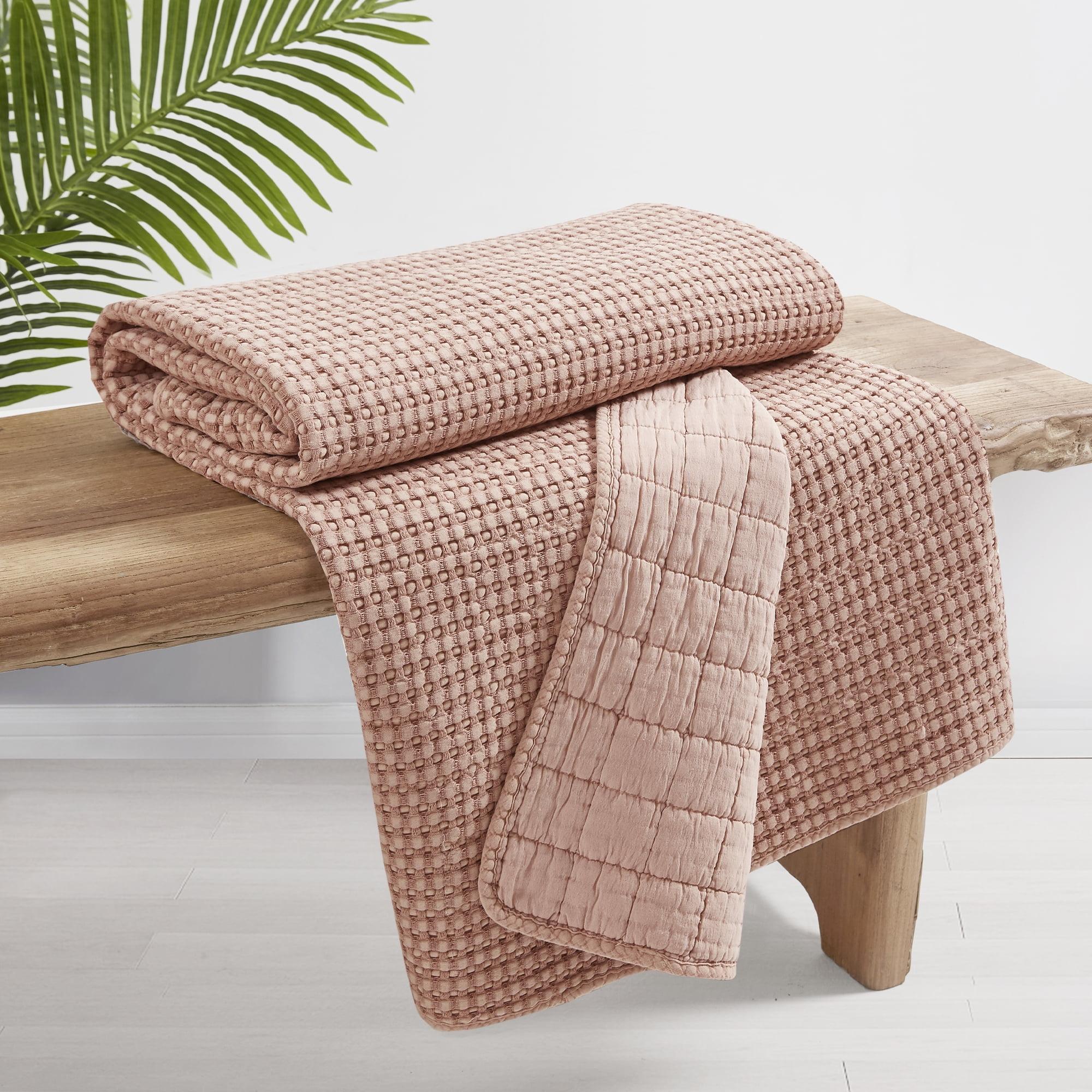 Blush Cotton Waffle Luxurious Throw 50 x 60 in