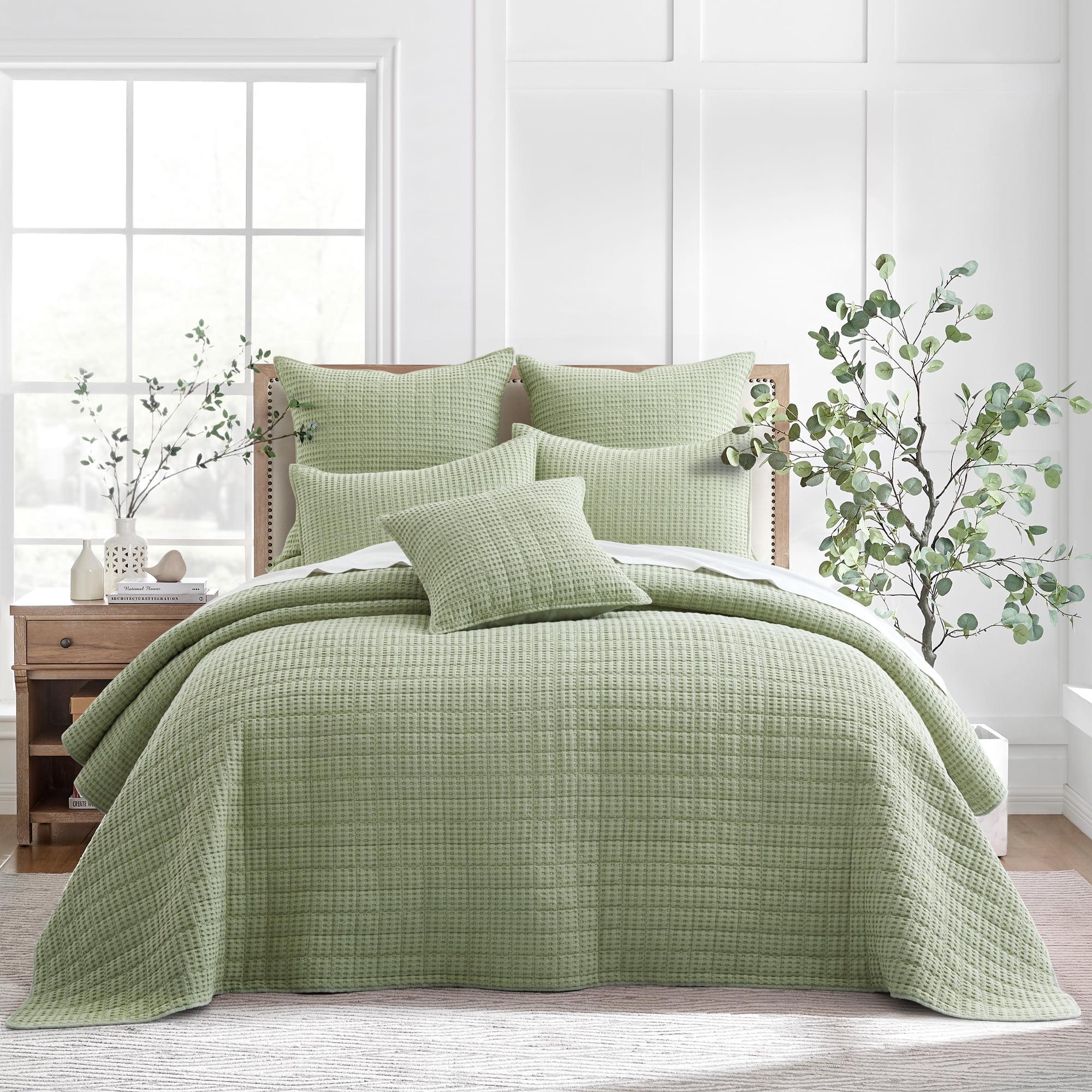Mills Waffle Desert Green Twin Bedspread Set - Levtex Home