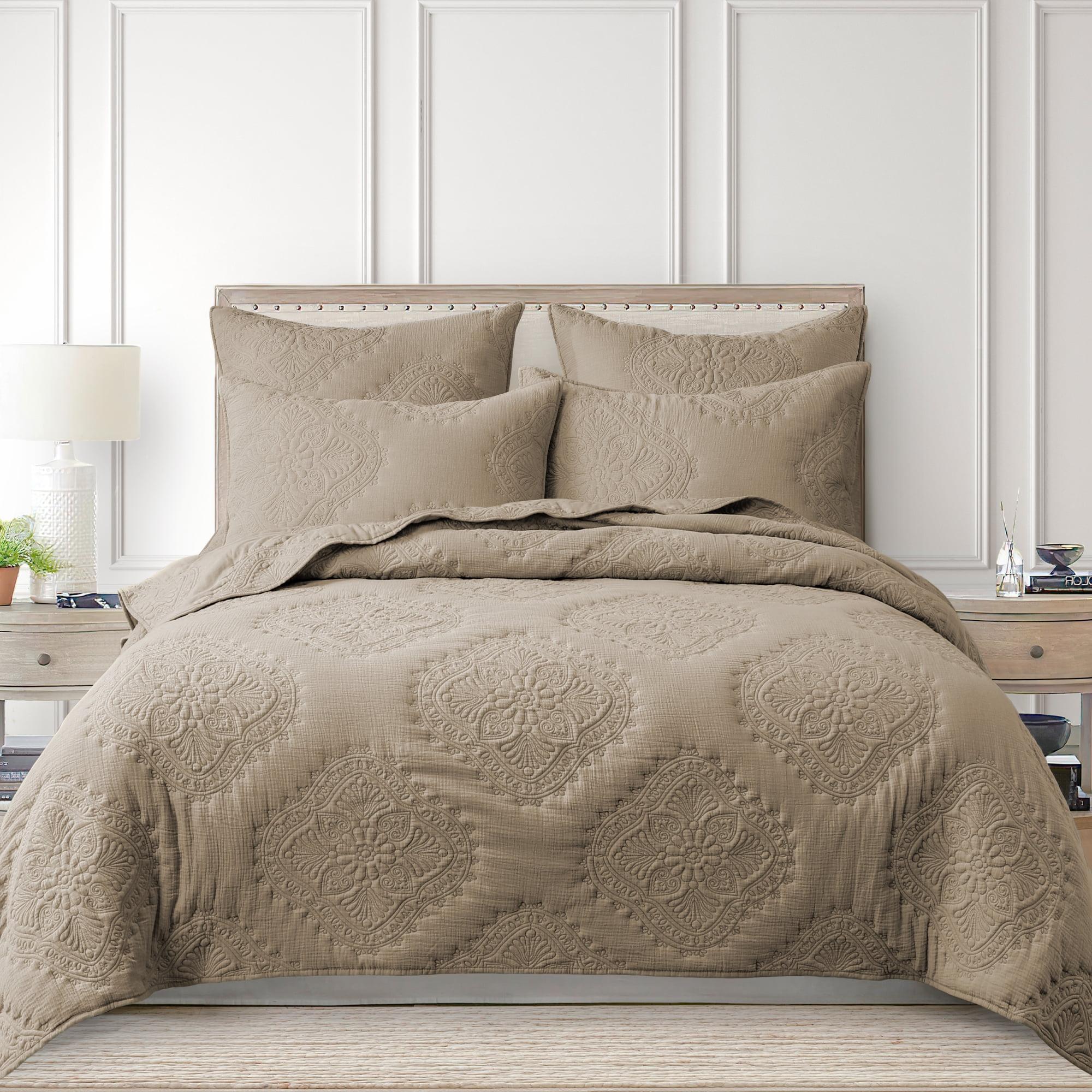 Muslin Stitch Taupe King Quilt Set - Levtex Home