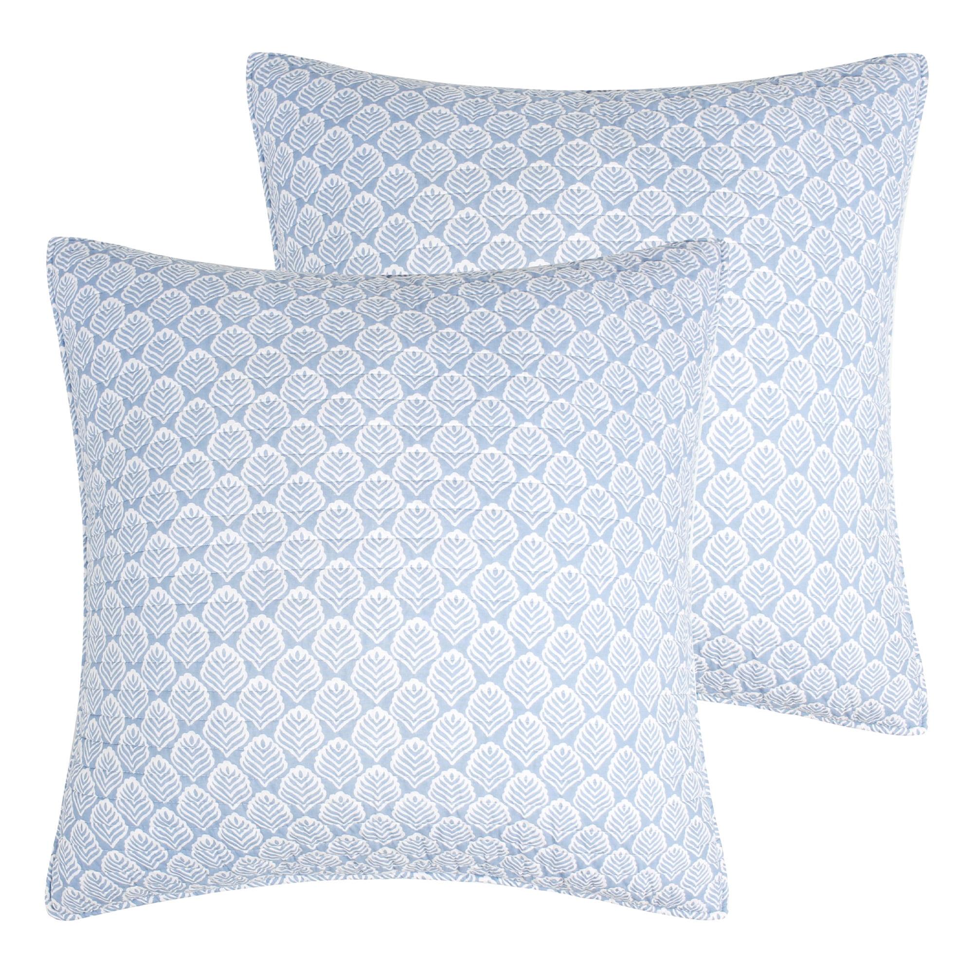 Nadita Blue and White Cotton Euro Sham Set