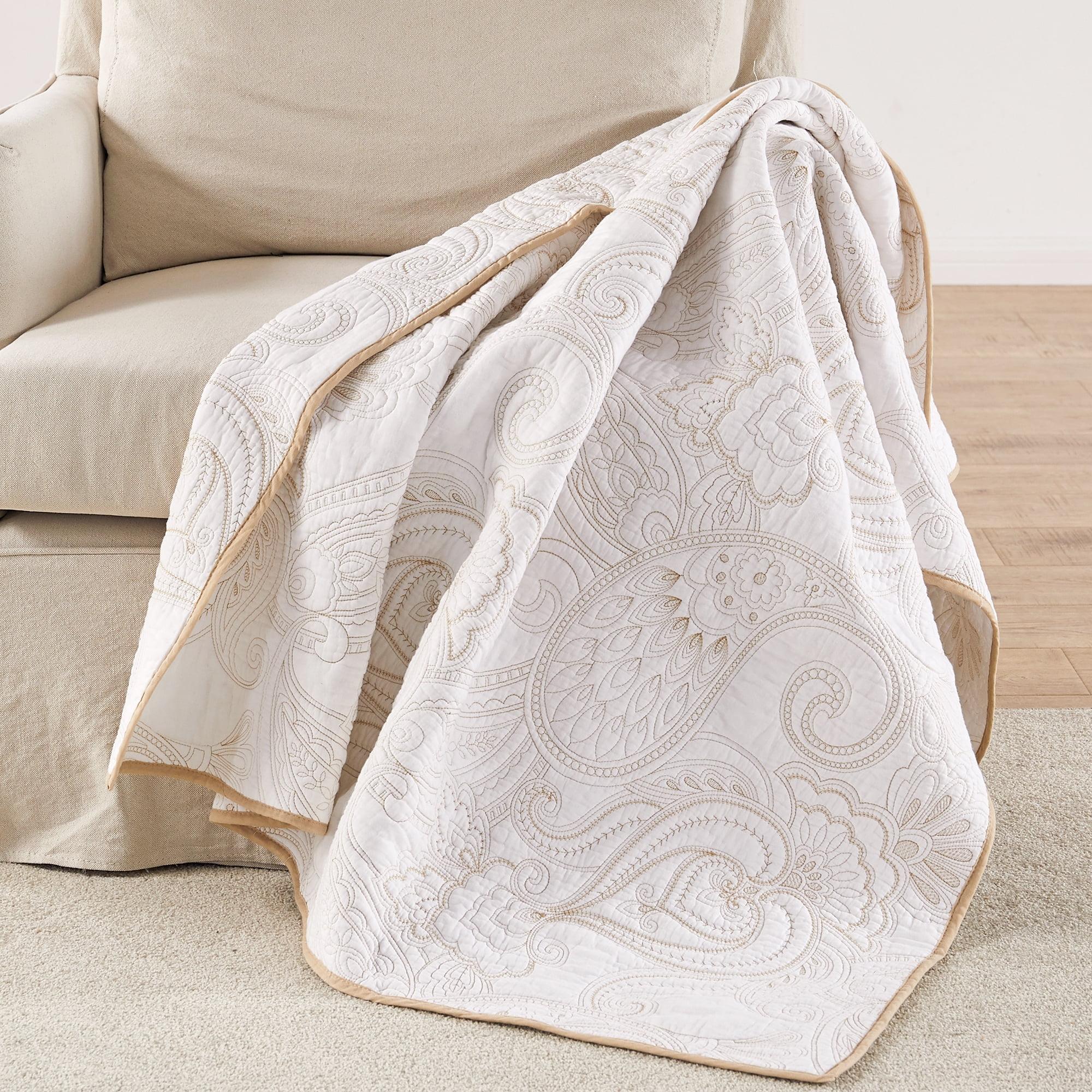 Perla White Quilted Throw - Levtex Home