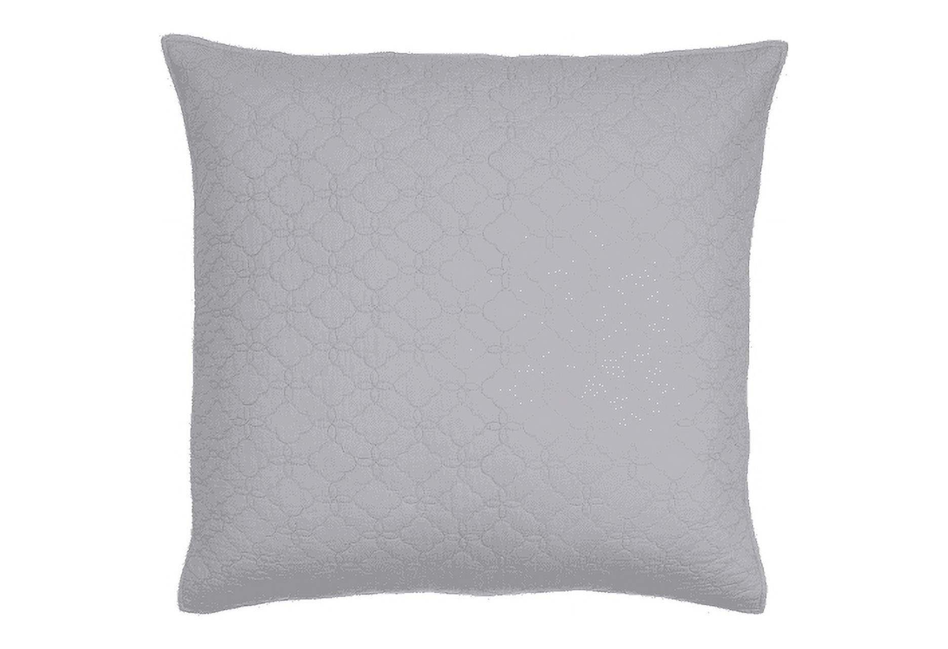 Light Grey Cotton Euro Sham Set with Quatrefoil Stitching