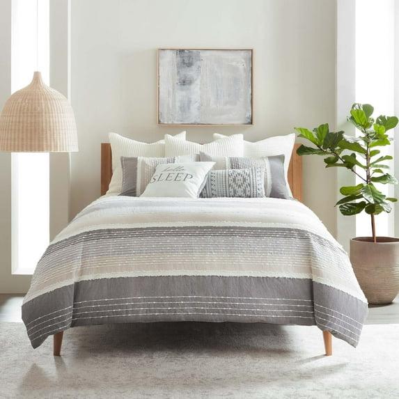 Santander Grey Duvet Set - One Full/Queen Duvet and Two Standard Shams - Levtex Home