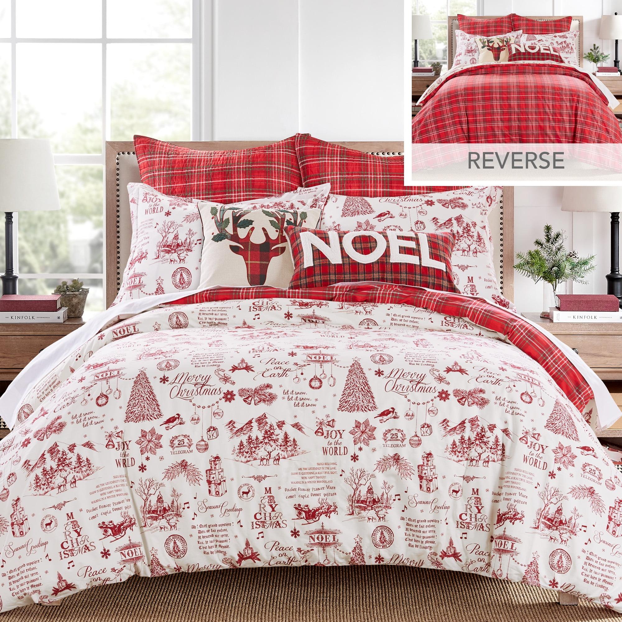 Yuletide Red and Cream Cotton Twin Duvet Cover Set