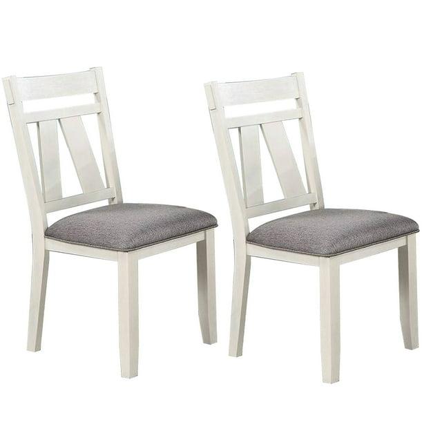 24 in. Lexi Padded Seat Classic Dining Side Chair, Gray & White - Set of 2