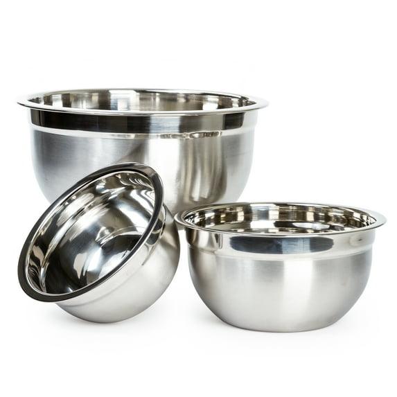 Lexi Home Food Prep Brushed Stainless Steel 3-Piece Mixing Bowl Set