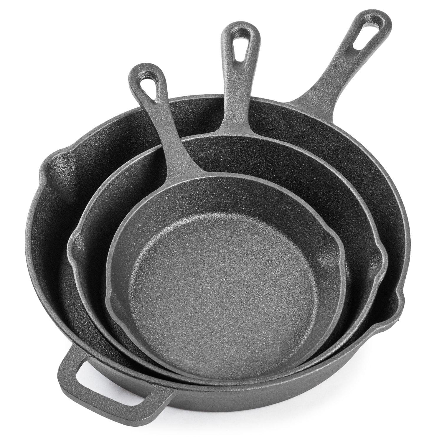 Lexi Home 3 Piece Cast Iron Frying Pan Set