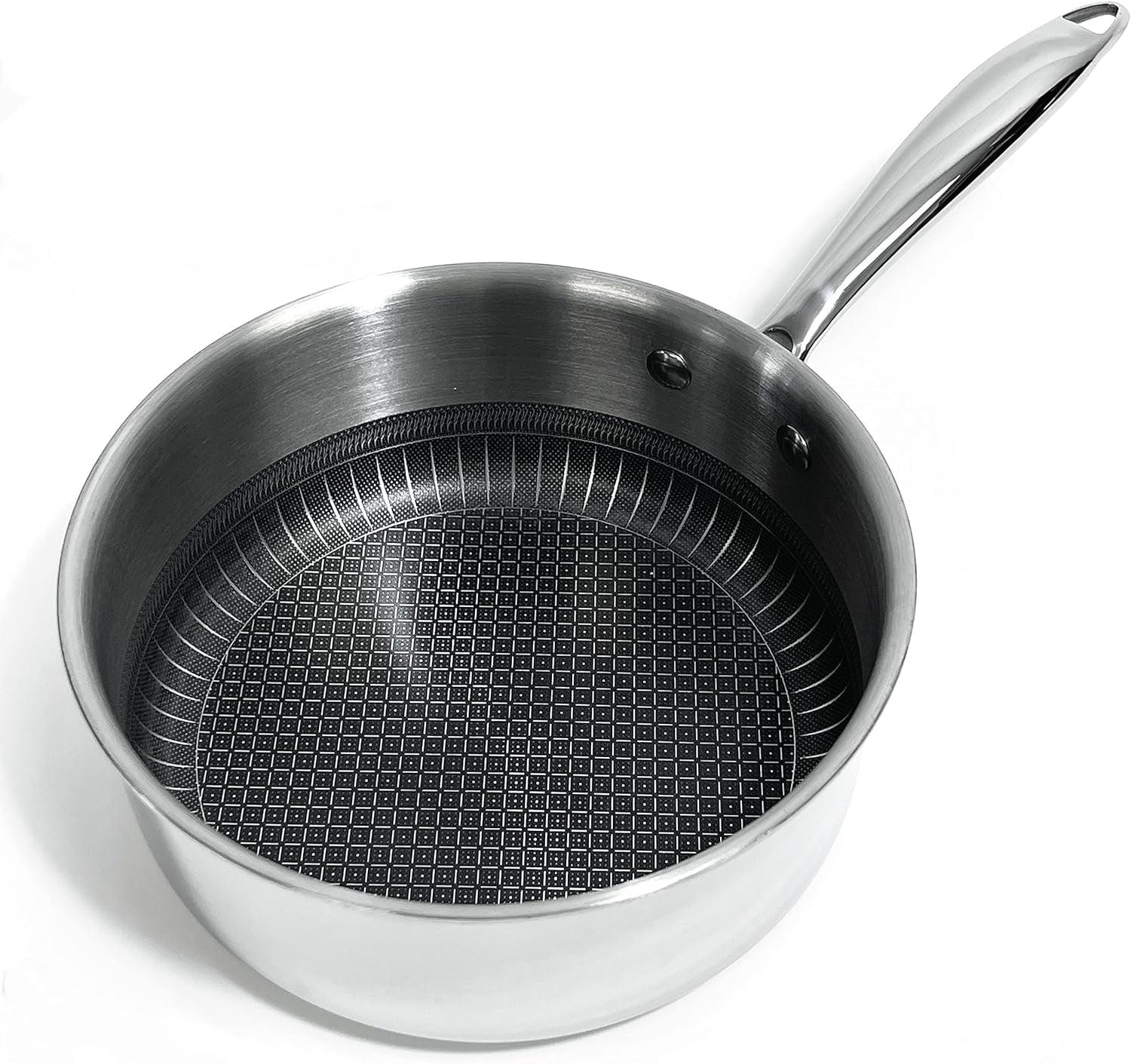 Lexi Home 2.7 Qt Stainless Steel Nonstick Sauce Pan with Glass Lid