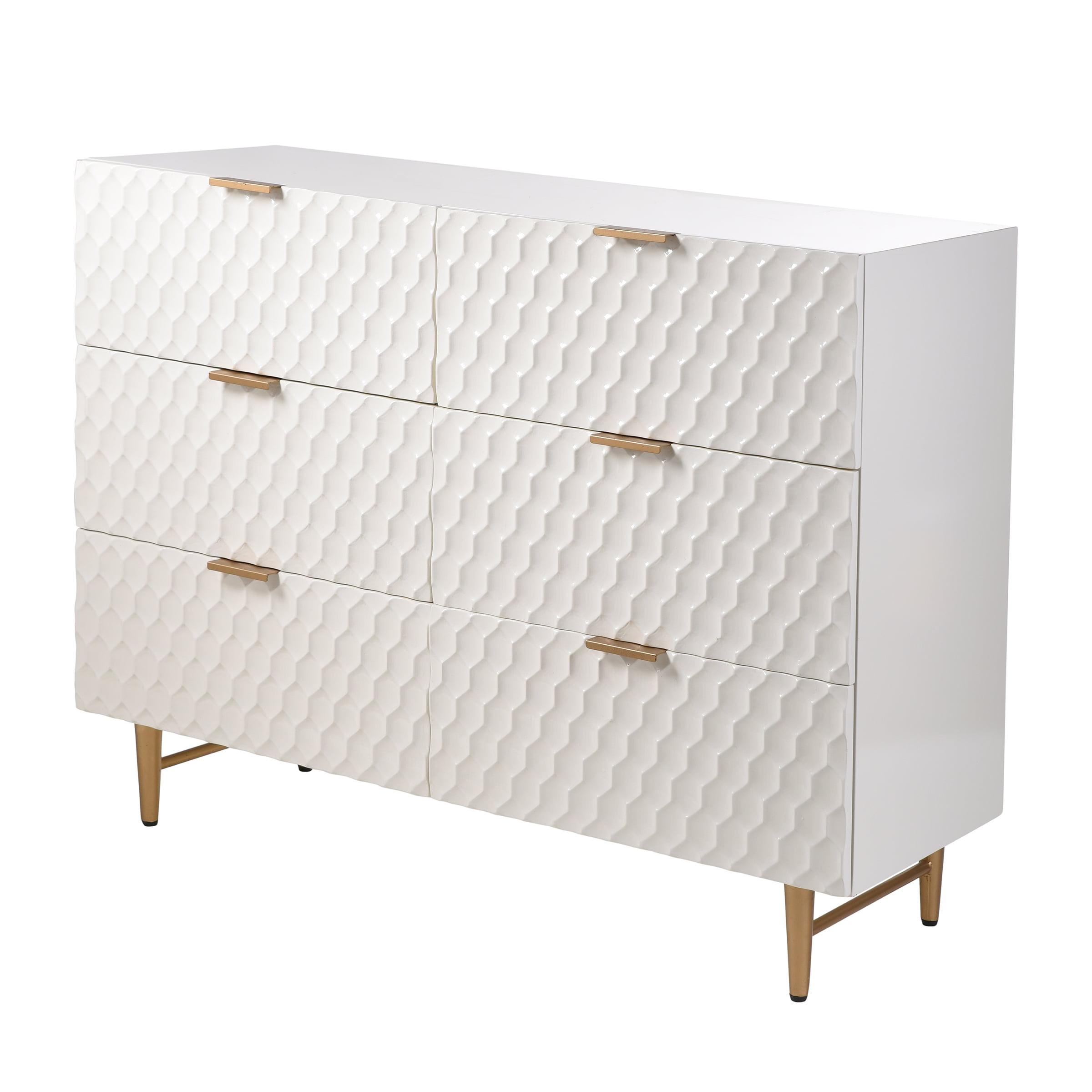 Lexi Cream and Gold Six Drawer Accent Dresser