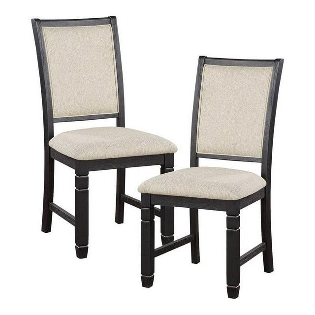 Lexicon 19.5" Fabric Dining Room Side Chair in Beige/Black (Set of 2)