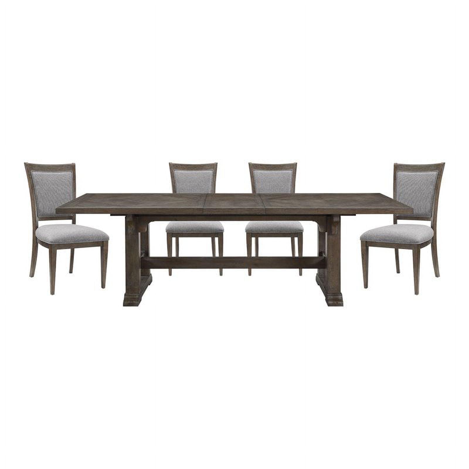 Driftwood Brown and Gray 5-Piece Dining Set with Fabric Chairs