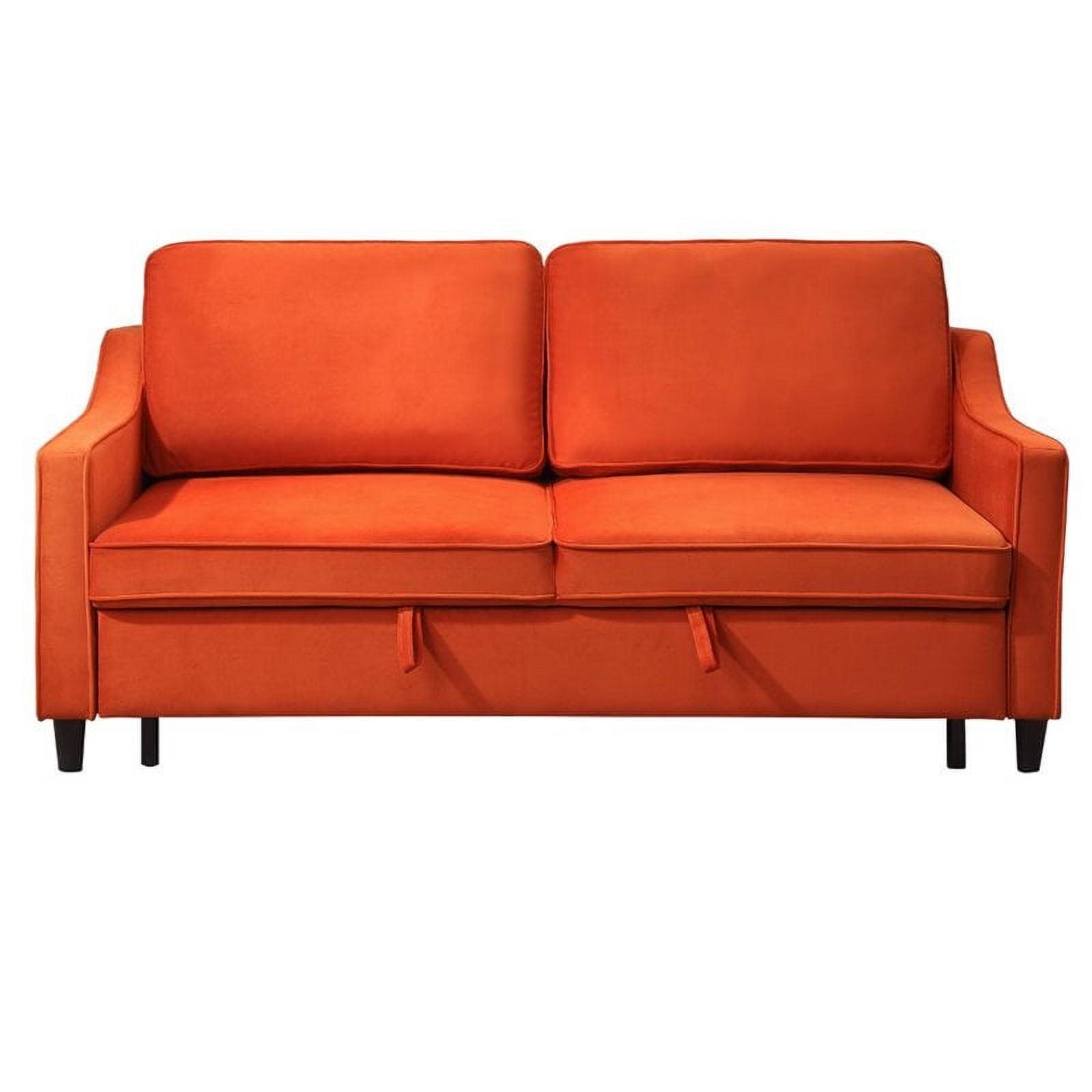 Pumpkin Velvet 71.5" Contemporary Sleeper Sofa with Removable Cushions