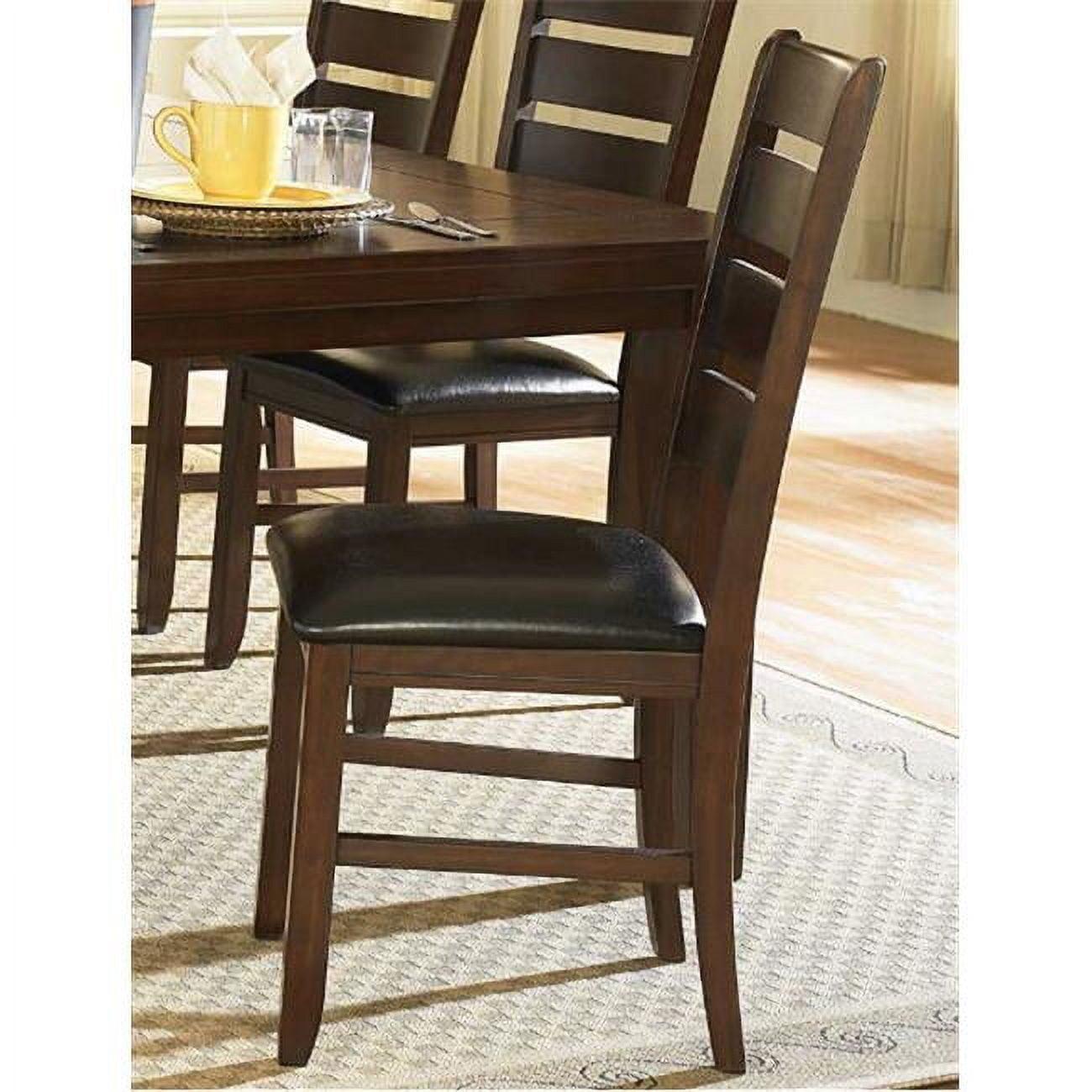 Brown Faux Leather Ladderback Side Chair Set