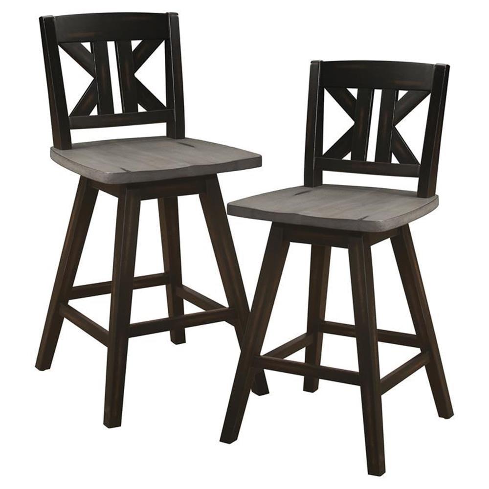 Lexicon Amsonia K-back Counter Height Dining Swivel Chair in Black (Set of 2)