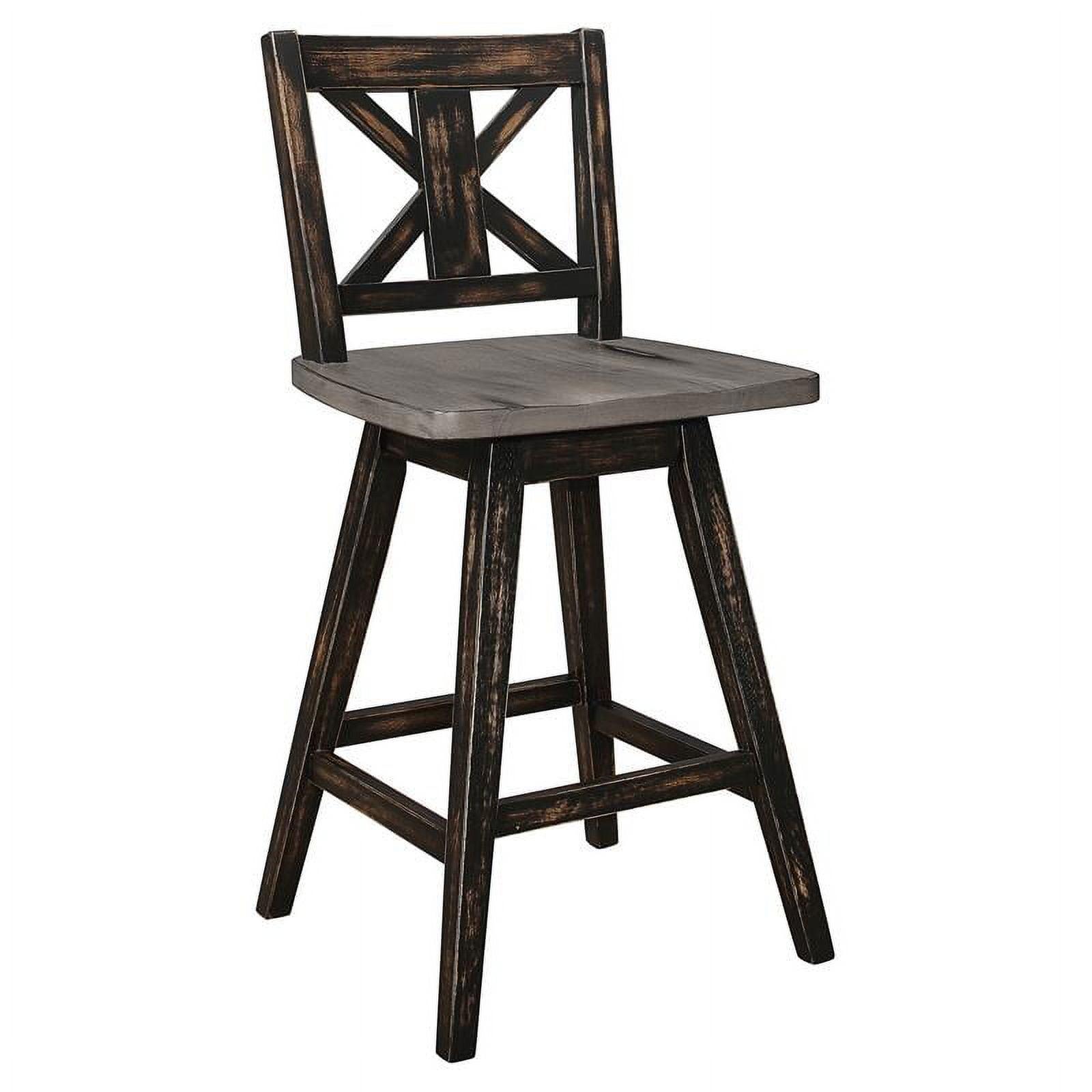 Transitional 18'' Black Wood Swivel Counter Stool Set