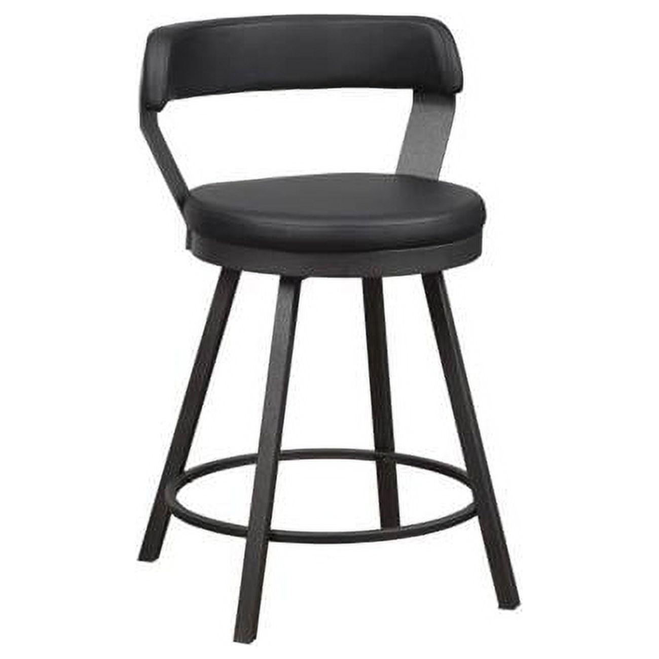 Industrial Swivel Black Metal and Wood 24" Counter Stool