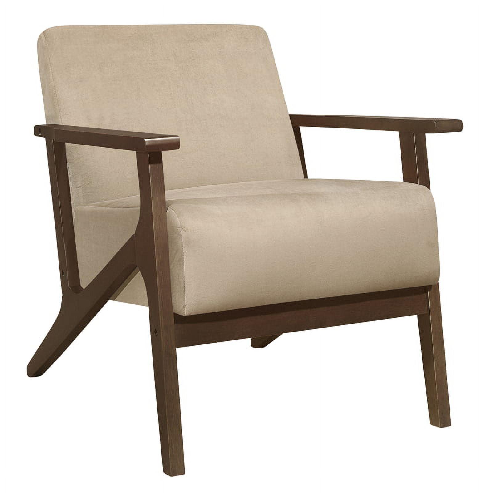 August Light Brown Velvet Mid Century Modern Accent Chair