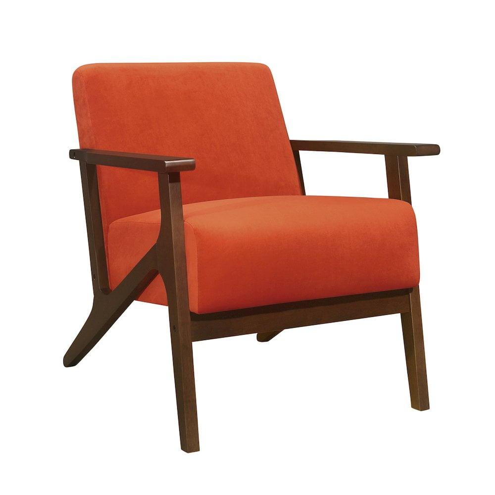 Lexicon August Velvet Upholstered Accent Chair in Orange