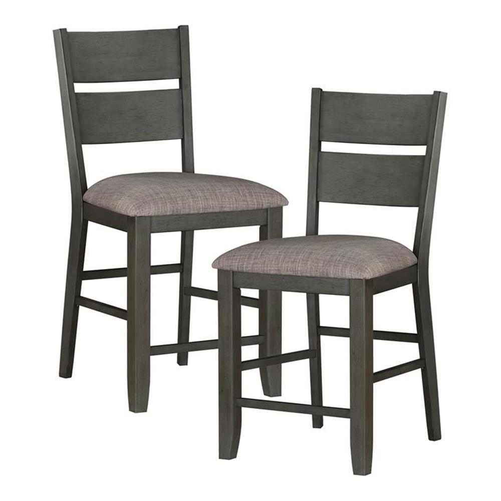 Baresford 24.75" Gray Ash Wood Counter Stools, Set of 2