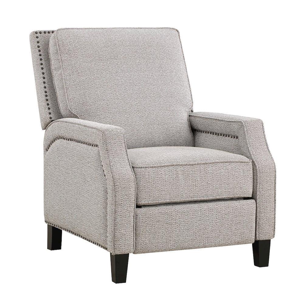 Lexicon Berenson Fabric Upholstered Push Back Living Room Solid Wood Frame Recliner Coconut Color